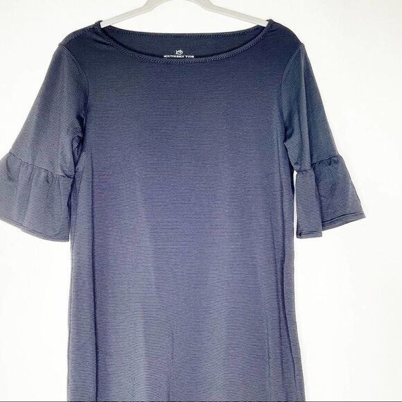 Southern Tides Striped Spandex Stretch Knit Ruffled Short Sleeve Dress  XS #KK - Picture 3 of 9